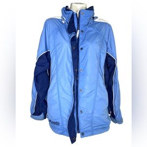 COLUMBIA SPORTSWEAR Interchange Medium Women Wind Rain Coat Jacket Zipper Blue